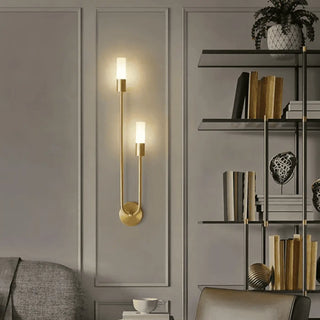 Black tubular vertical wall sconce – side angle profile