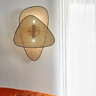 Brown rattan wall light E27 4W Scandinavian 46cm