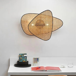 Rattan aluminum wall sconce E27 LED vintage brown 60cm
