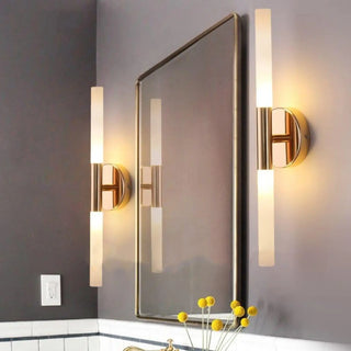 Black gold bathroom wall sconce G4 LED IP44 dual light vanity