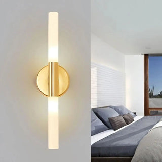 Dual G4 LED bathroom sconce black gold glass shade IP44