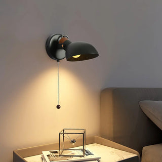 Scandinavian wood metal wall sconce – industrial design front view