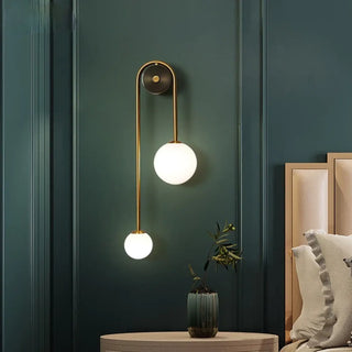 Two opaline glass ball gold wall lamp G9 IP65 warm light