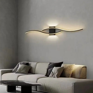 Wave line wall sconce G9 black aluminum 60cm – front view
