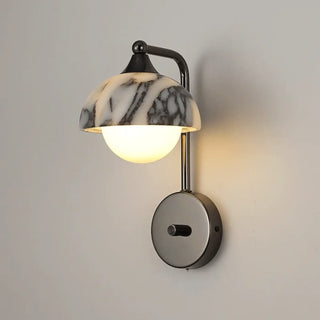 Black marble wall sconce side profile 19.5cm wide