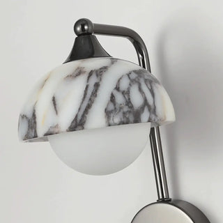 Marble opal globe wall sconce LED black 19.5x28.5cm