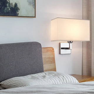 Rectangular fabric shade wall sconce E27 IP65 white