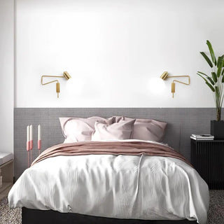 Adjustable arm wall light close-up E27 aluminum gold
