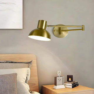 Gold reading wall light adjustable arm side view
