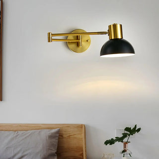 Adjustable wall sconce installed view bedroom reading