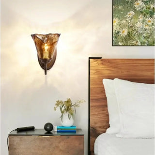 Vintage amber glass wall light E14 LED ceiling indoor outdoor