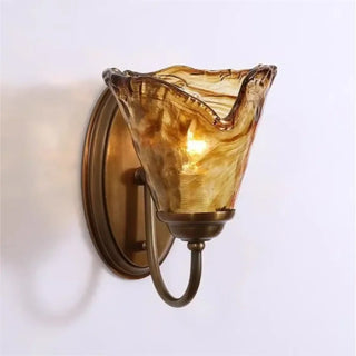 Amber glass vintage wall sconce E14 LED IP65 outdoor rated