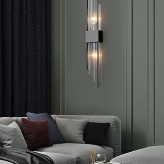 Gold black Art Deco wall light G9 LED aluminium glass 35cm