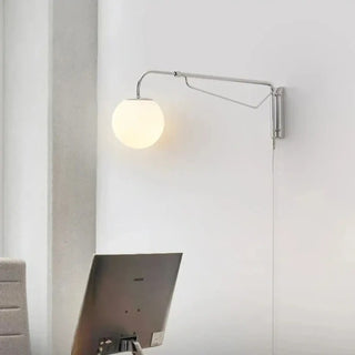Sahila silver globe LED wall sconce – front view