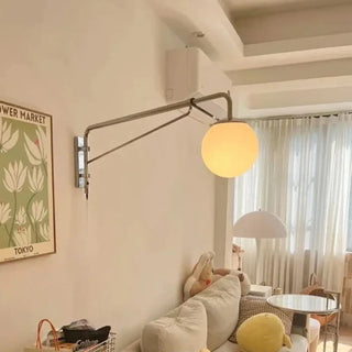 Sahila minimalist silver ball wall sconce – side angle