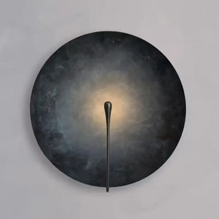 Black brass circle wall light – art deco size S 30cm