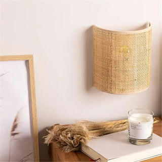Zen bamboo rattan wall light E27 natural Scandinavian minimal