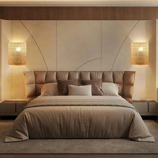 Zen bamboo curved wall sconce E27 Scandinavian headboard light