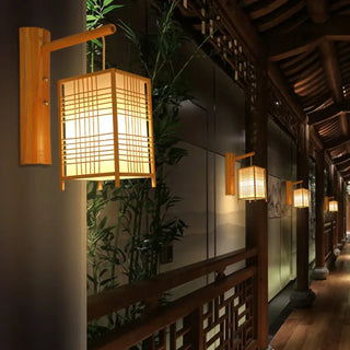 Bamboo rattan rectangle wall sconce – E27 800g IP20 3000K