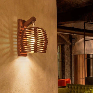 Bamboo rattan wall sconce E27 LED natural boho living room