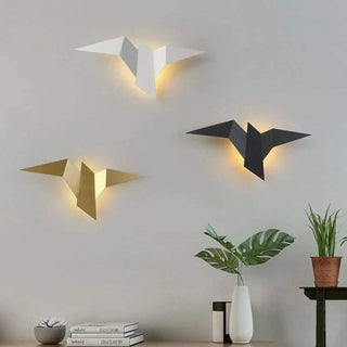 Bird sconce side angle – gold aluminum acrylic 34cm contemporary