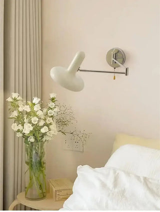 EVE white articulated wall light silver arm detail