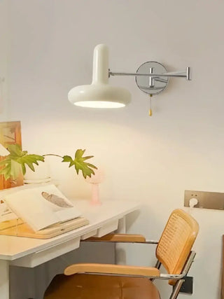 EVE white wall sconce silver arm installed bedroom