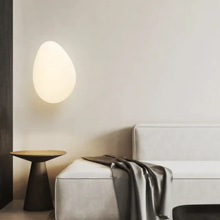 URD natural stone pebble wall light white soft glow