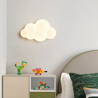 Cloud effect acrylic wall light close-up – white realistic texture