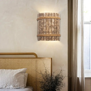 YAEL bohemian natural rattan wall sconce woven