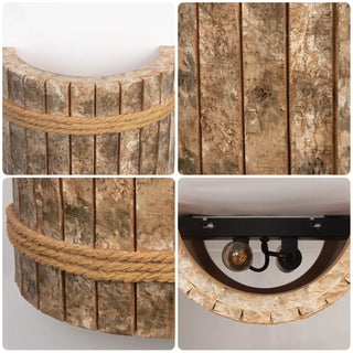 YAEL natural rattan wall sconce close-up texture