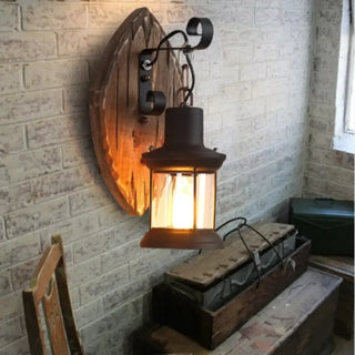 LANTE Wood Retro Lantern Exterior Wall Light – Vintage Rustic Outdoor Design