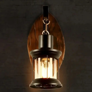 LANTE Vintage Rustic Outdoor Lantern – Warm Wood Retro Exterior Wall Light