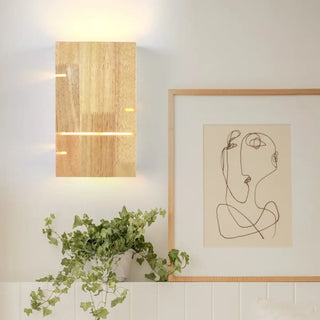 Beige wooden dimmable wall light E27 2 lights Nordic bedroom