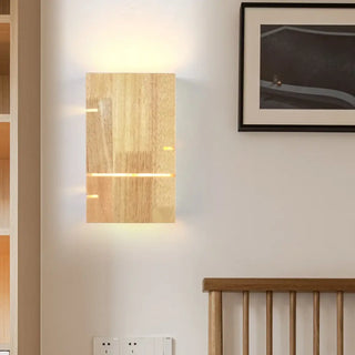 Carved beige wood wall lamp E27 dimmable Nordic Scandinavian