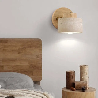Natural concrete wood wall sconce E27 LED modern designer