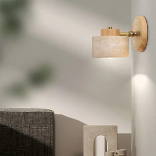 Concrete wood wall lamp E27 LED art deco modern Ø12cm warm