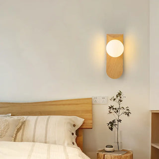 Curved wooden wall sconce G9 LED IP65 beige vintage warm light