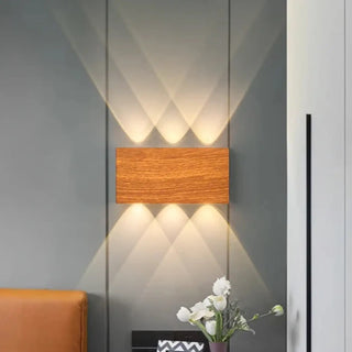 Wood finish integrated LED wall sconce 6W – beige IP65 16cm