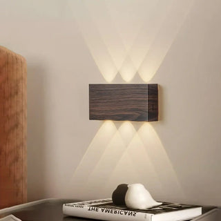 Brown wood finish LED wall sconce – 6 lights IP65 6W 3000K