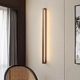 Wooden zen wall sconce S M L installed living room