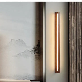 Scandinavian zen wooden wall sconce LED small 60cm brown