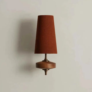 Red fabric wood wall sconce E14 LED vintage