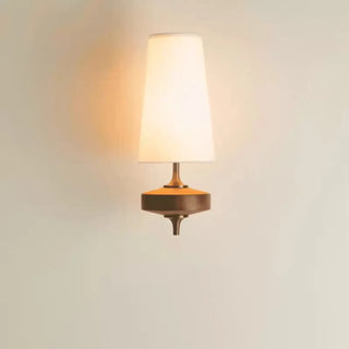 White fabric wall light E14 LED wood Scandinavian