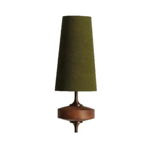 Wood fabric shade wall sconce E14 LED green