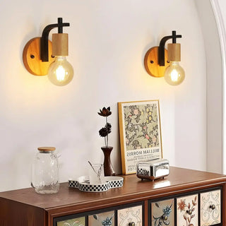 VINTANI vintage wall sconce wood black metal detail