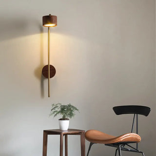 Wood adjustable sconce installed – IP65 dimmable 3000K warm glow