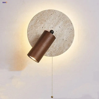 Natural wood wall sconce E27 LED 4W travertine