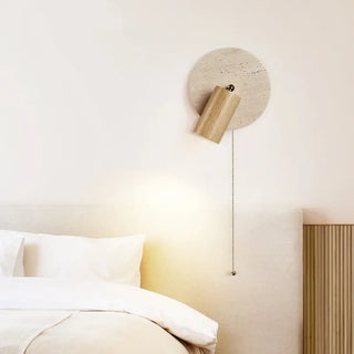 Wood travertine wall lamp E27 LED beige brown