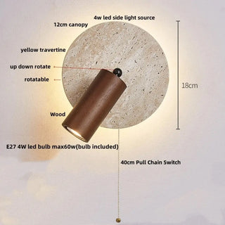 Wood stone wall light E27 LED 18cm close-up